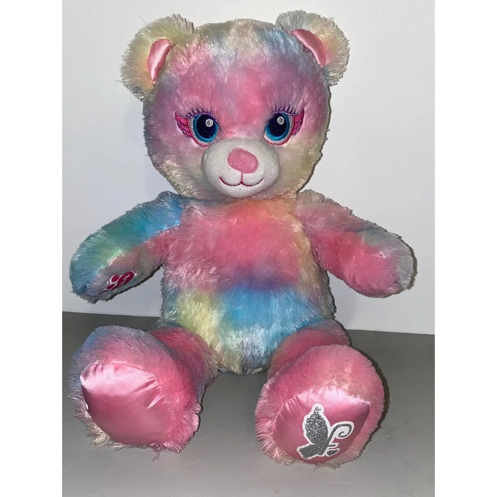 Build-A-Bear Workshop Pastel Swirl Tie Dye Plush Bear Pink Blue Yellow 18